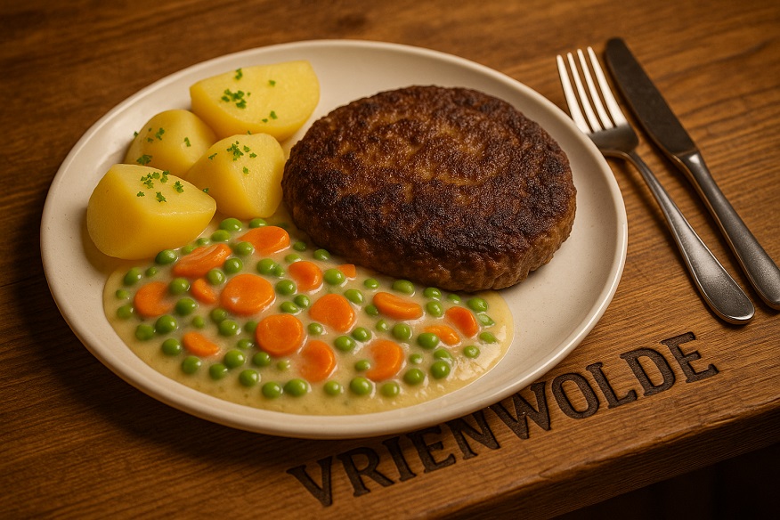 Bulette mit Mischgemüse, Kartoffeln und Soße