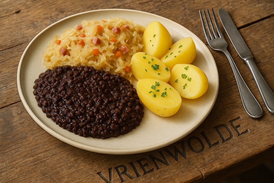 Tote Oma mit Salzkartoffeln und Sauerkraut