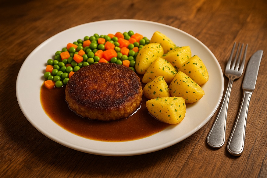 Bulette mit Mischgemüse und Kartoffeln